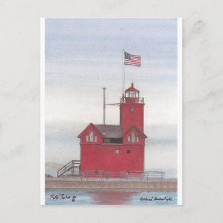 Carte Postale Grand phare rouge, Hollande, Michigan