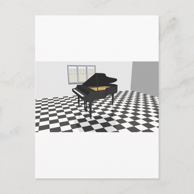 Carte Postale Grand Piano & Carrelage : 3D Modèle : (Devant)