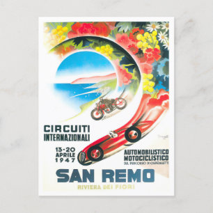 Carte Postale Grand Prix vintage d'Italie de San Remo 1947