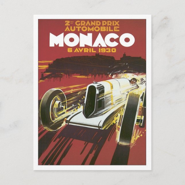 Carte Postale Grand Prix vintage Monaco (Devant)