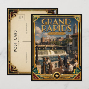 Carte Postale Grand Rapids Michigan Art Déco vintage de l'âge d'