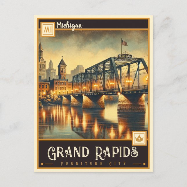 Carte Postale Grand Rapids, Michigan | VINTAGE (Devant)