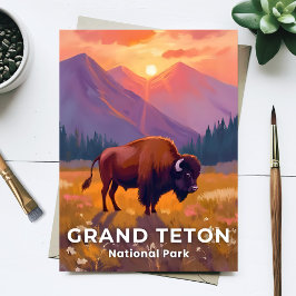 Carte Postale Grand Teton National Park | Bison Wyoming Travel
