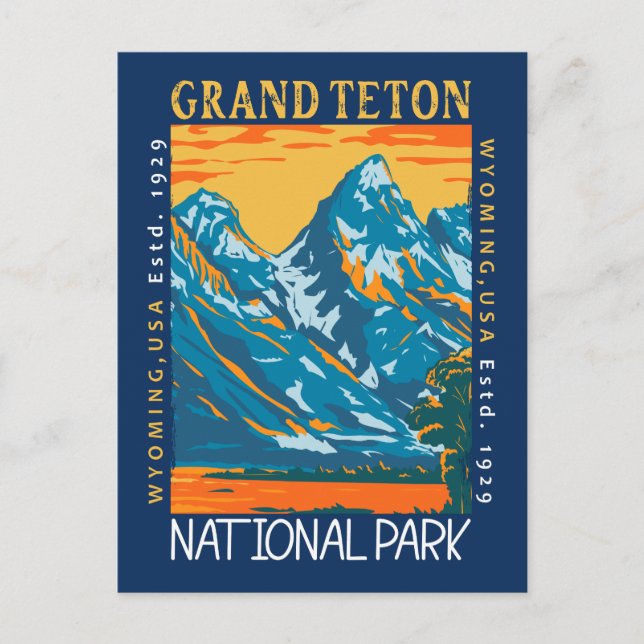 Carte Postale Grand Teton National Park Wyoming Retro Trouvé (Devant)