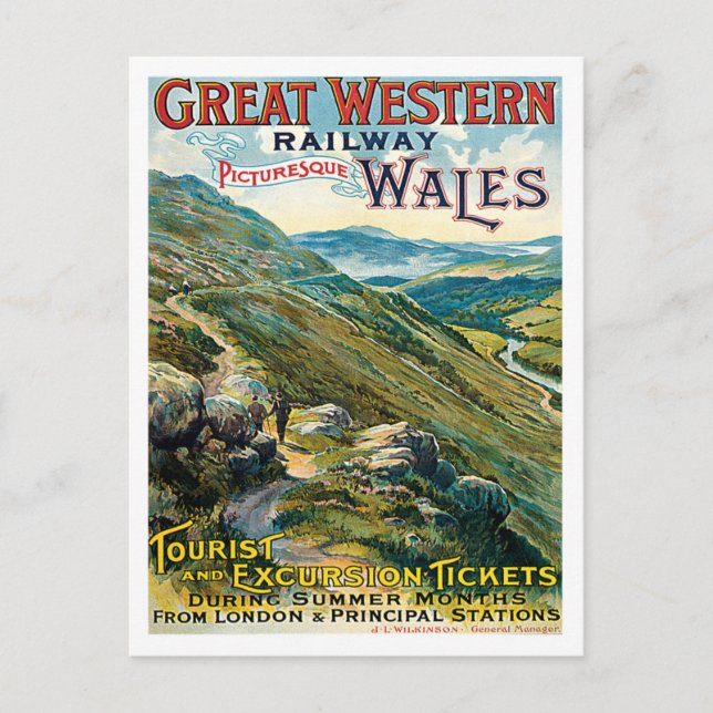 Carte Postale Grand Western Railway pittoresque Pays de Galles U (Devant)