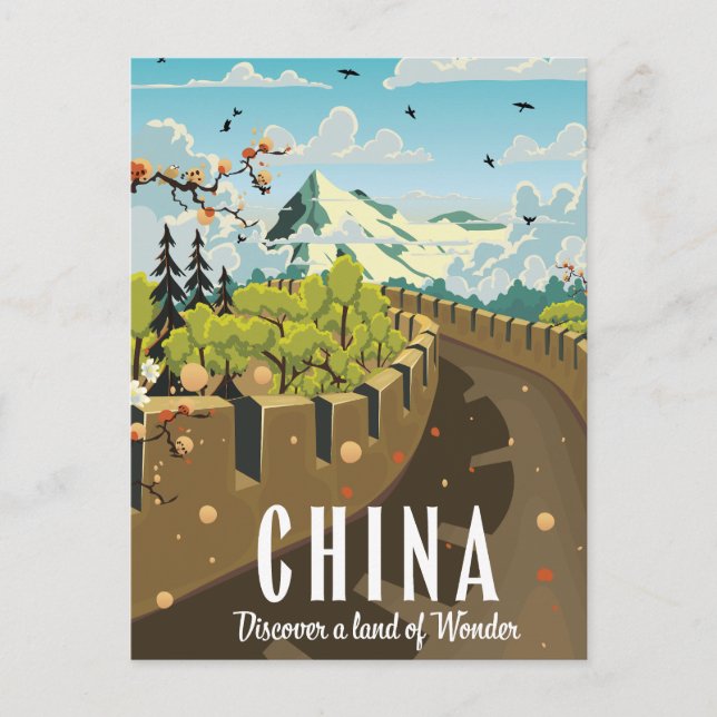 Carte Postale Grande muraille de la Chine poster de voyage (Devant)