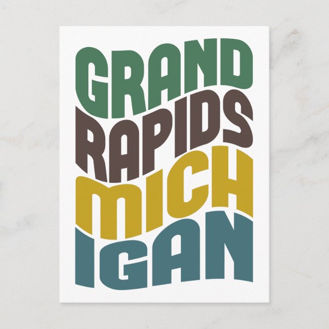 Carte Postale Grande Rapids Michigan Retro Wave (Devant)
