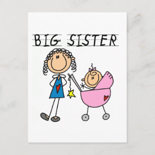Carte Postale Grande Soeur Avec T-shirts et cadeaux Petite Soeur