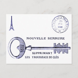 Carte Postale Grande touche design avec tour Eiffel et cachet