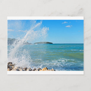 Carte Postale Grande vague sur la mer bleue