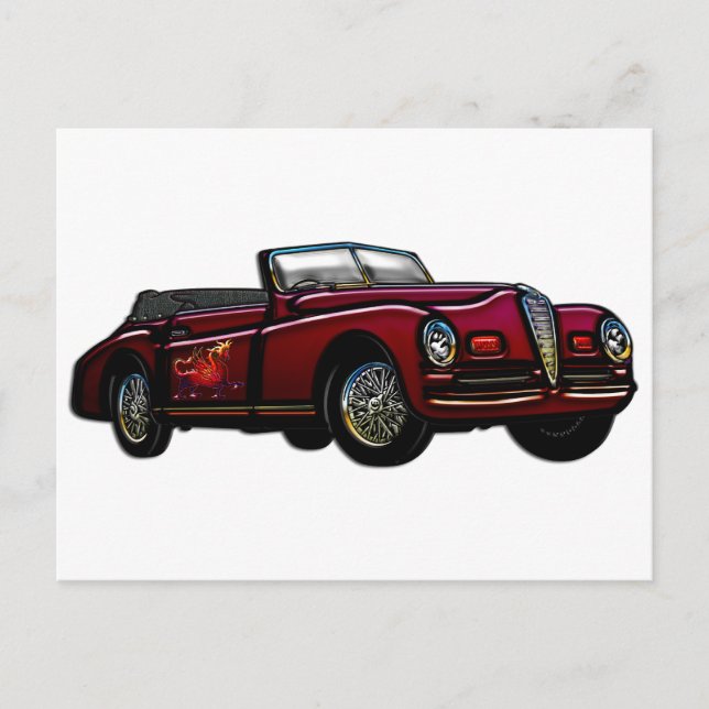 Carte Postale Grande voiture convertible classique (Devant)