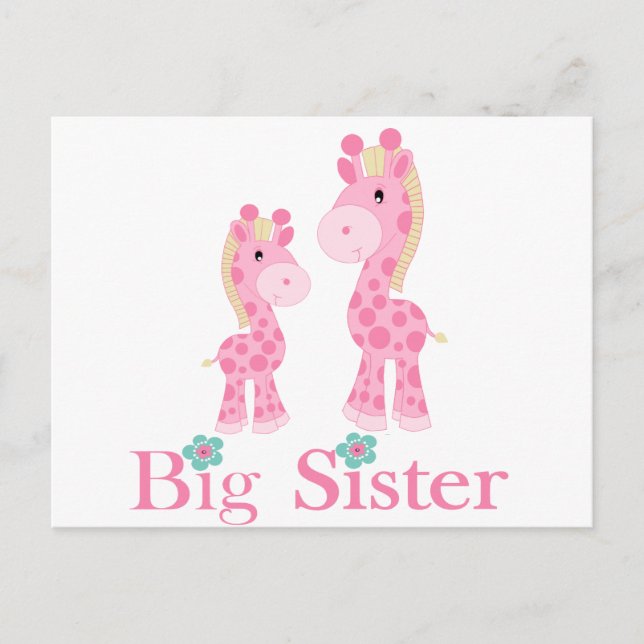 Carte Postale Grandes Soeurs Giraffes Roses (Devant)