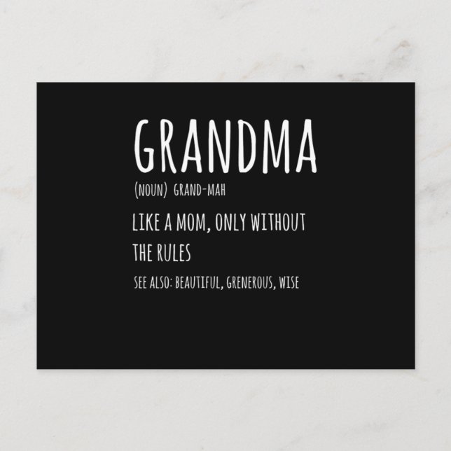 Carte Postale Grandma Definition Drôle cadeau pour Grand-mère De (Devant)