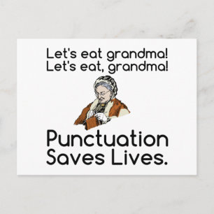 CARTE POSTALE GRANDMA PANCTUATION SAUVER DES VIES