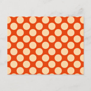 Carte Postale Grands points rétro - orange pâle et mandarine