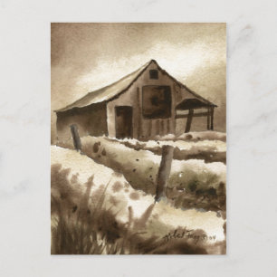 Carte postale "Grange en bleu" Country Roads