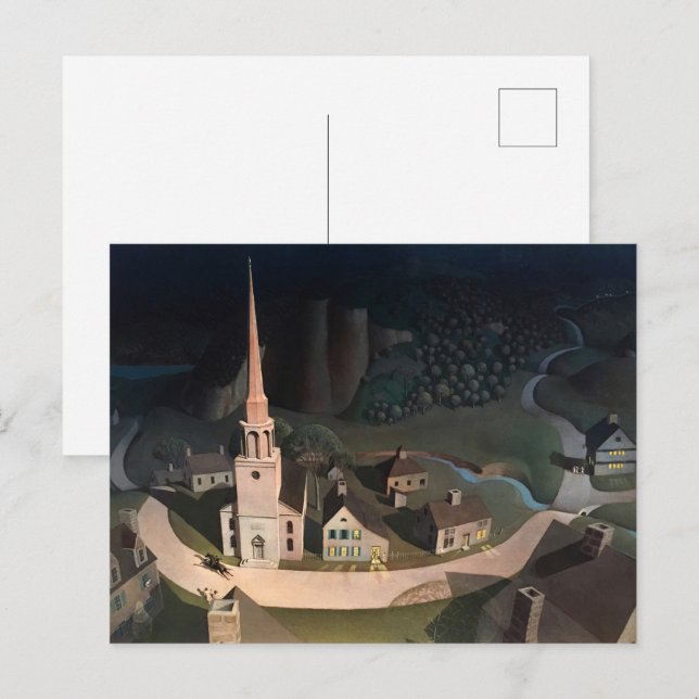 Carte Postale Grant Wood dans The Midnight Ride of Paul Revere (Devant / Derrière)