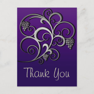 Carte Postale Grapevine et raisins violets Art rétro