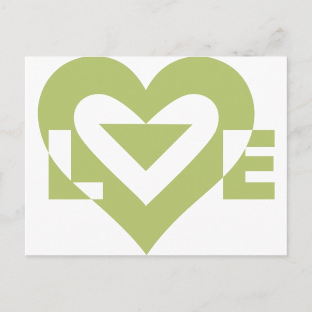 Carte Postale Graphique d'amour cool, Vert Sage (Devant)