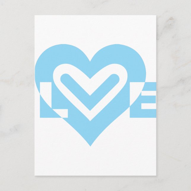 Carte Postale Graphique d'amour mignon en bleu (Devant)