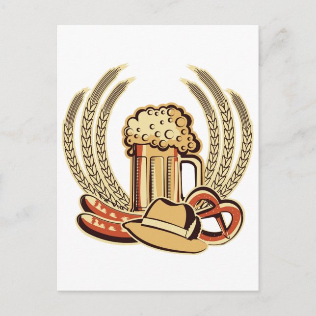 Carte Postale Graphique de la fête de la bière Oktoberfest (Devant)