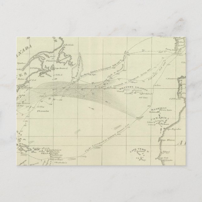 Carte Postale Graphique de l'océan Atlantique (Devant)