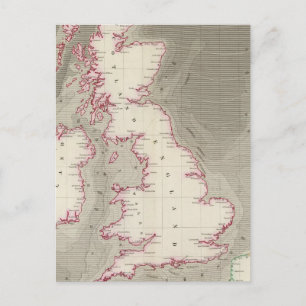 Carte Postale Graphique de marée Mers britanniques