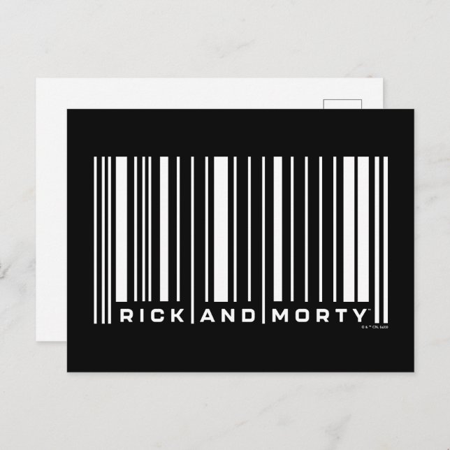 Carte Postale Graphique du code barre de Rick et Morty (Devant / Derrière)