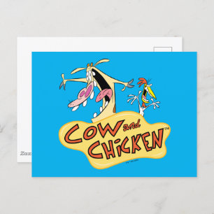 Carte Postale Graphique du logo de la vache et du poulet