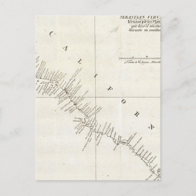 Carte Postale Graphique non coloré Californie (Devant)