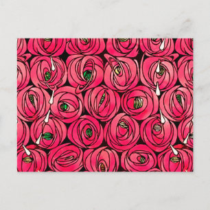Carte Postale Graphique rose Art Nouveau Rennie Macintosh