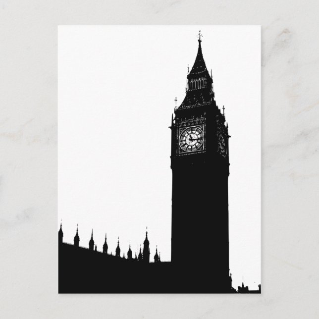 Carte Postale Graphique silhouette de Big Ben London England (Devant)