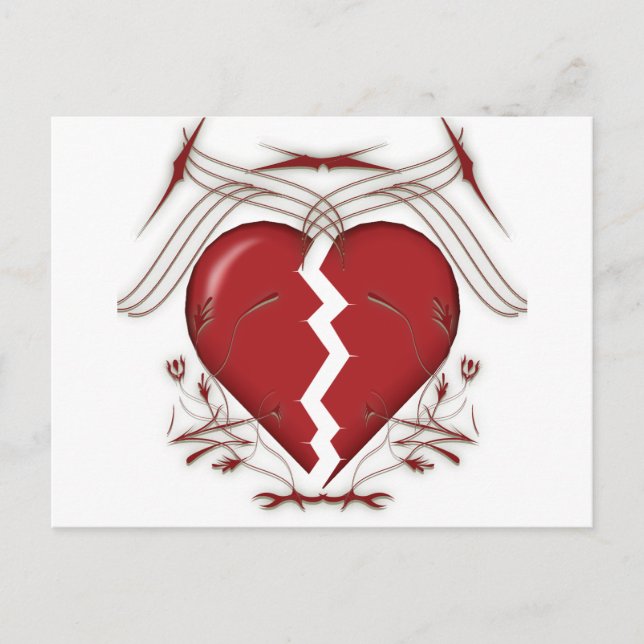 Carte Postale Graphiques du coeur brisé et tribaux : (Devant)
