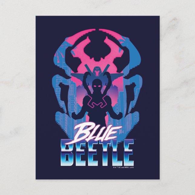 Carte Postale Graphisme Blue Beetle Retrowave Versus (Devant)