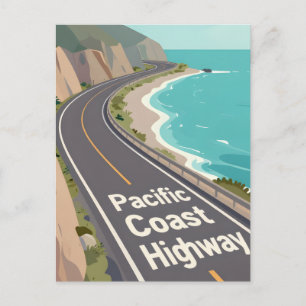 Carte Postale Graphisme de la route côtière du Pacifique Art de 