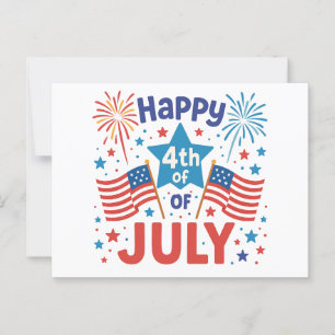 Carte Postale Gras & Fiers 4 juillet étoiles patriotiques