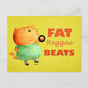 Carte Postale Gras Gras Gras Reggae Chat