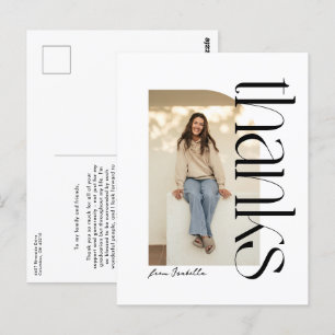 Carte Postale Gras moderne noir blanc diplôme merci