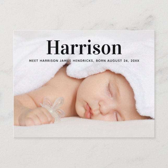 Carte postale Gras moderne Photo Baby Faire-part (Devant)