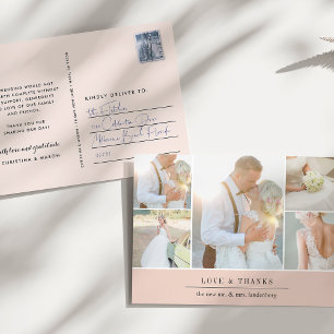 Carte Postale Gratitude chic   Mariage Photo Collage Merci