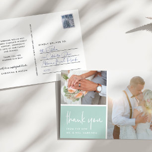 Carte Postale Gratitude en Mint   Merci photo Mariage