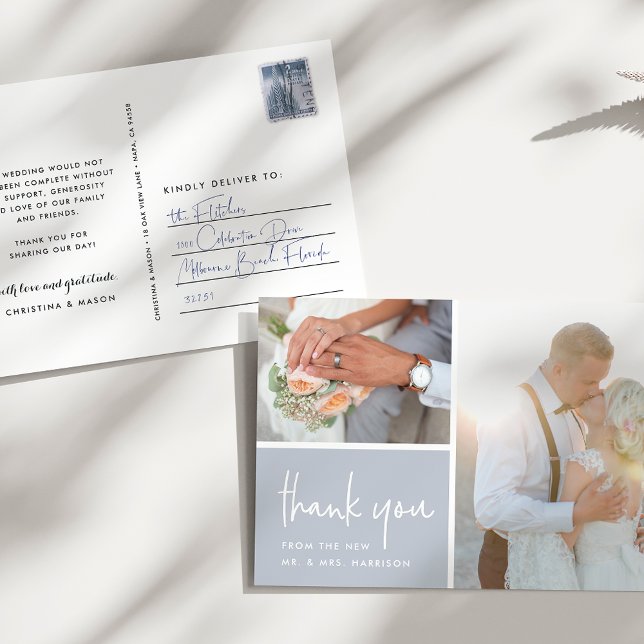 Carte Postale Gratitude esquissée | Merci photo Mariage (Créateur téléchargé)