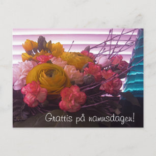Carte Postale Grattis på namnsdagen, blommor