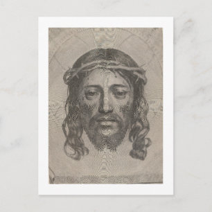 Carte Postale Gravure du visage du Christ de Claude Mellan en 16