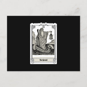 Carte Postale gravure tarot The Hermit IX