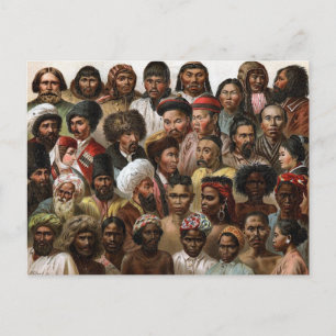 Carte Postale Gravure vintage C19 sur les peuples d'Asie