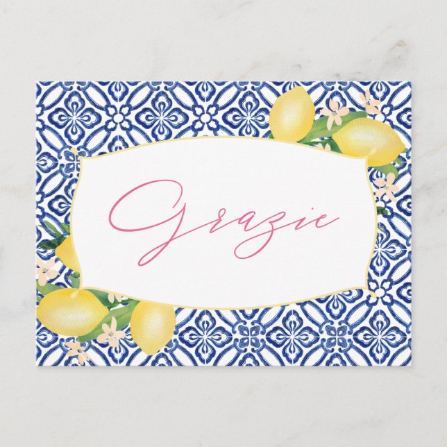 Carte Postale Grazie Citrons Italiens Carrelage Bleu Douche Merc (Devant)