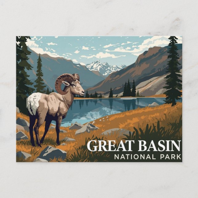 Carte Postale Great Basin Bighorn Sheep Vintage Art (Devant)