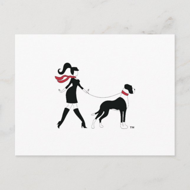 Carte Postale Great Dane and Girl (Devant)