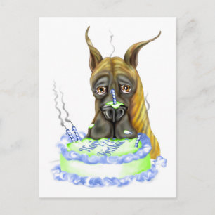Carte Postale Great Dane Brindle gâteau d'anniversaire